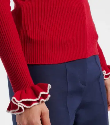 Valentino Ruffled virgin wool sweater | Thumbnail 5