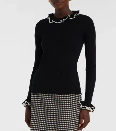 Valentino Ruffled virgin wool sweater | Thumbnail 3