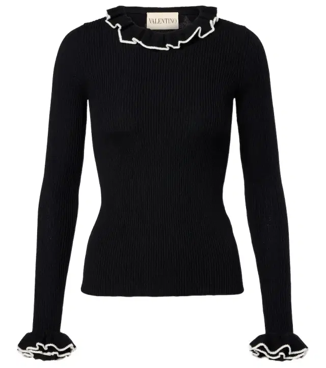 Valentino Ruffled virgin wool sweater