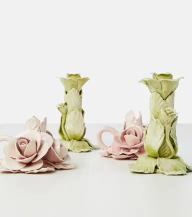Bitossi Set of 2 floral ceramic candleholders | Thumbnail 4