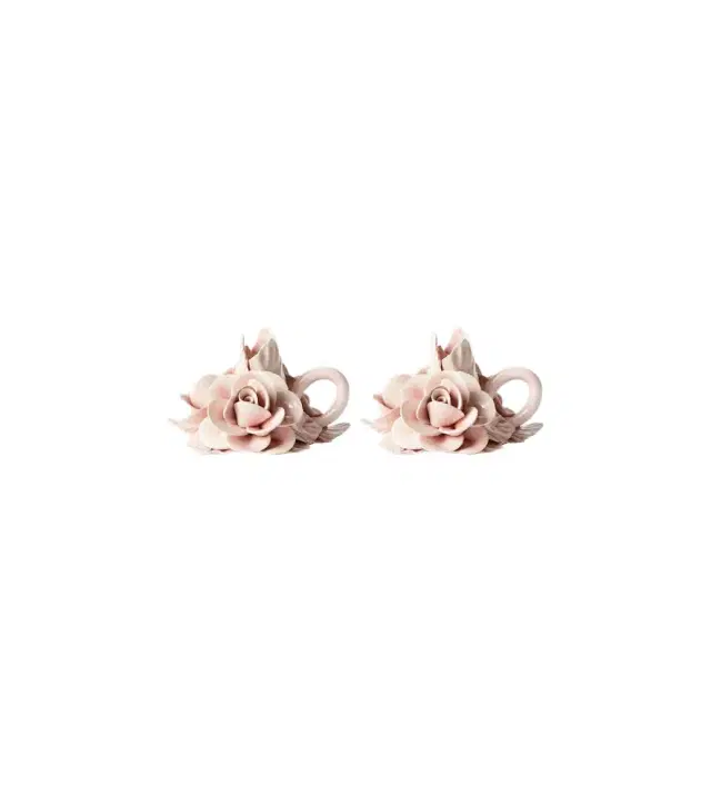 Bitossi Set of 2 floral ceramic candleholders