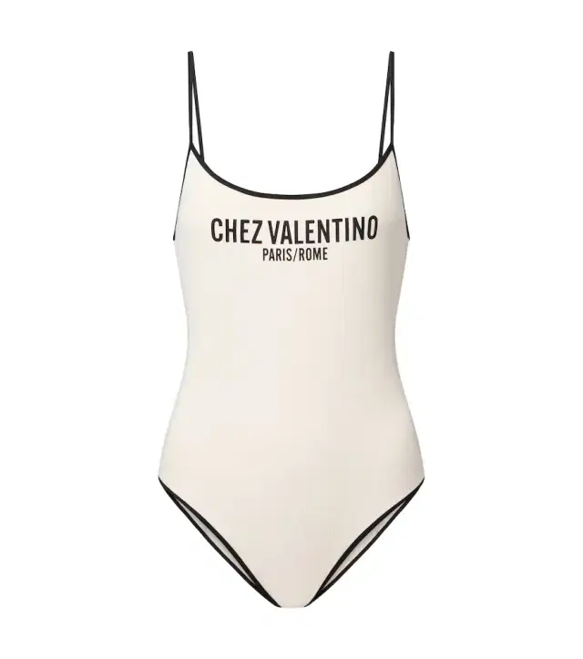 Valentino Logo printed piqué swimsuit