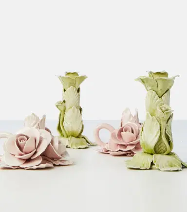 Bitossi Set of 2 floral ceramic candleholders | Thumbnail 3