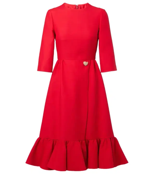 Valentino Crepe Couture embellished ruffled midi dress