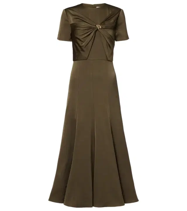 Roland Mouret Gathered crêpe satin midi dress