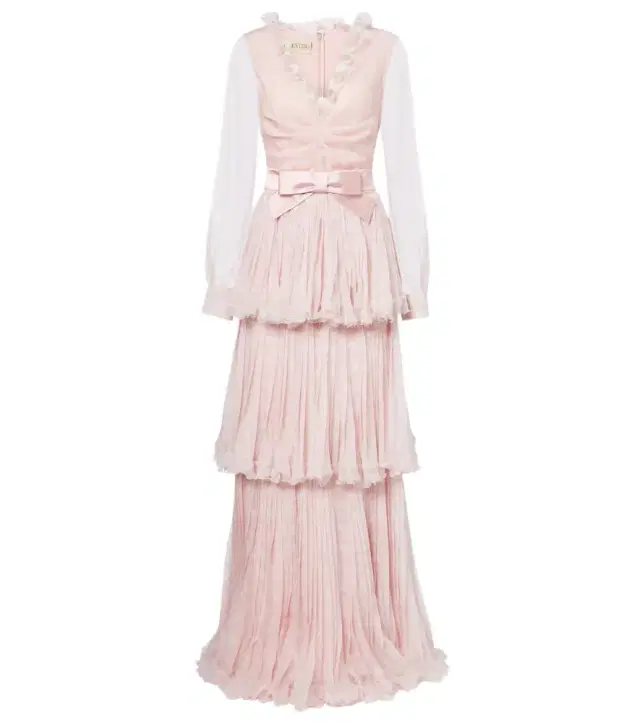 Valentino Plus De Pois silk crepon chiffon gown