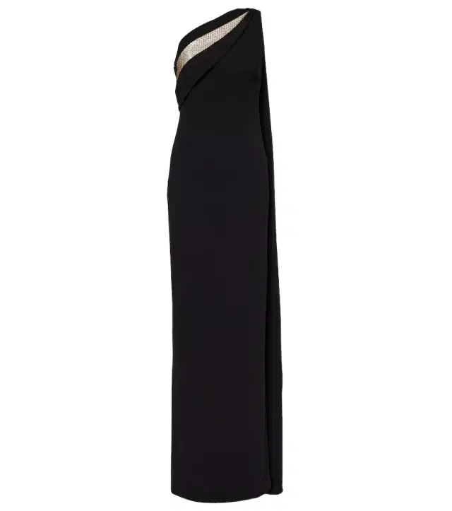 Roland Mouret Embellished one-shoulder cady gown