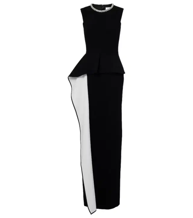 Roland Mouret Embellished peplum satin crêpe gown