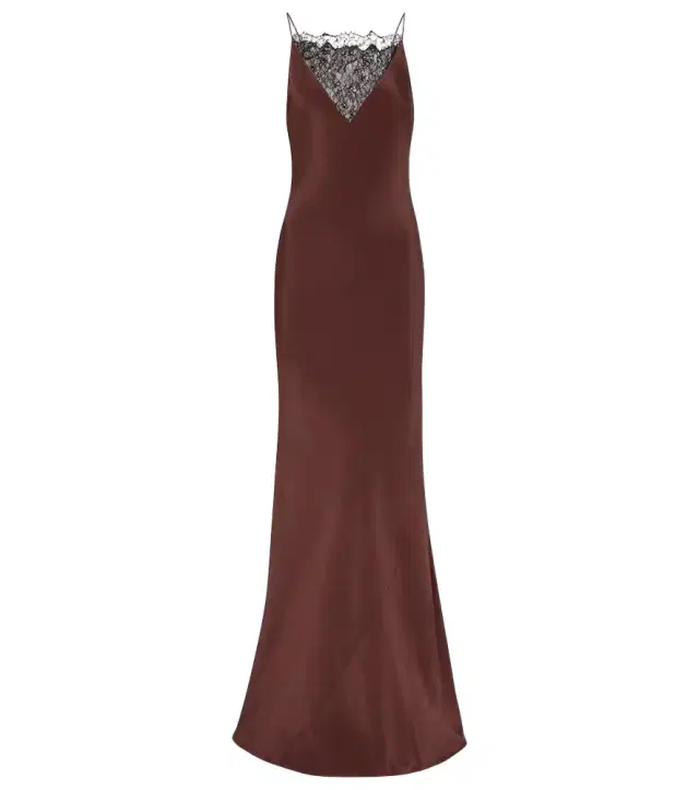 Roland Mouret Lace-trimmed silk satin gown