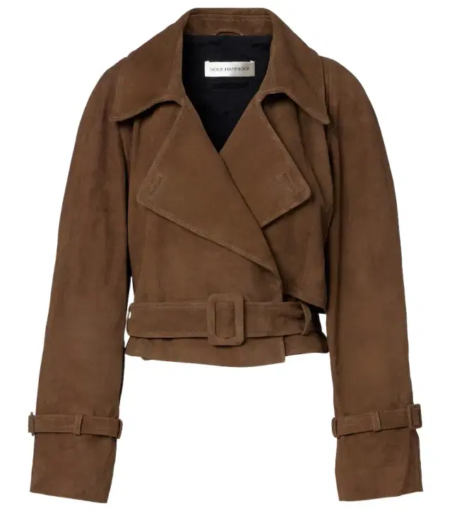 Nour Hammour Hatti belted cropped suede trench coat