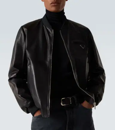 Prada Leather bomber jacket | Thumbnail 3 Prada Leather bomber jacket | Thumbnail 3