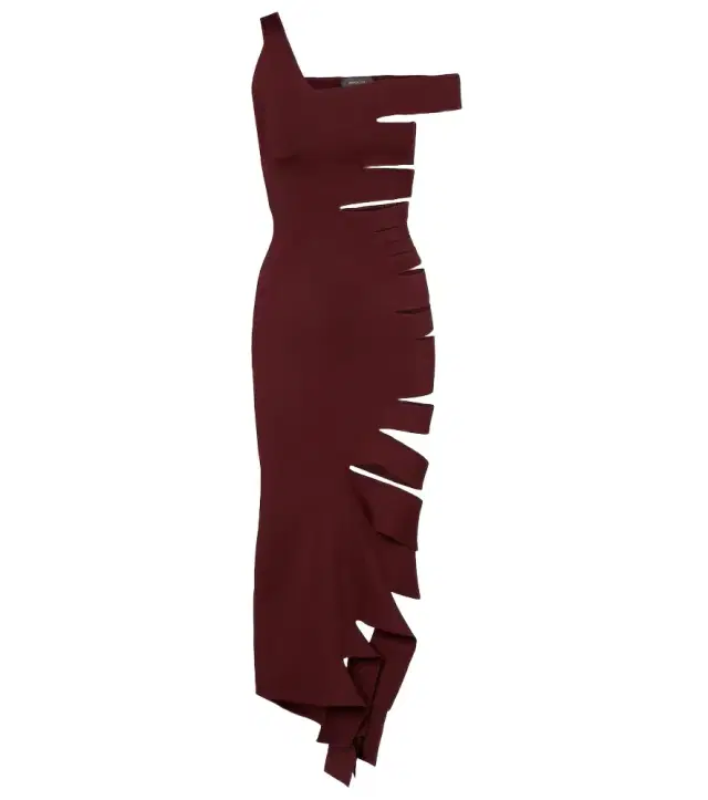 Mugler Asymmetric cut-out midi dress