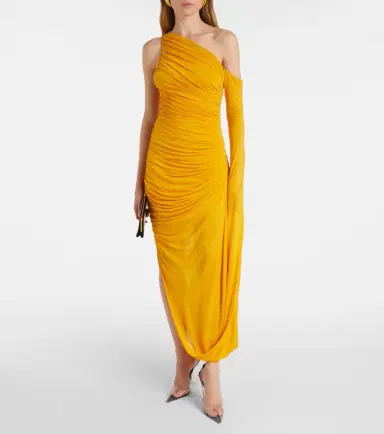 Mugler Draped one-shoulder jersey maxi dress | Thumbnail 3