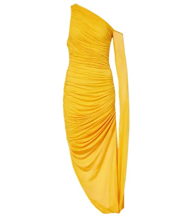 Mugler Draped one-shoulder jersey maxi dress