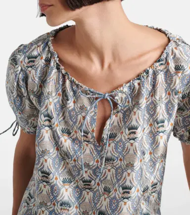 Loro Piana Rose printed puff-sleeve silk top | Thumbnail 4 Loro Piana Rose printed puff-sleeve silk top | Thumbnail 4