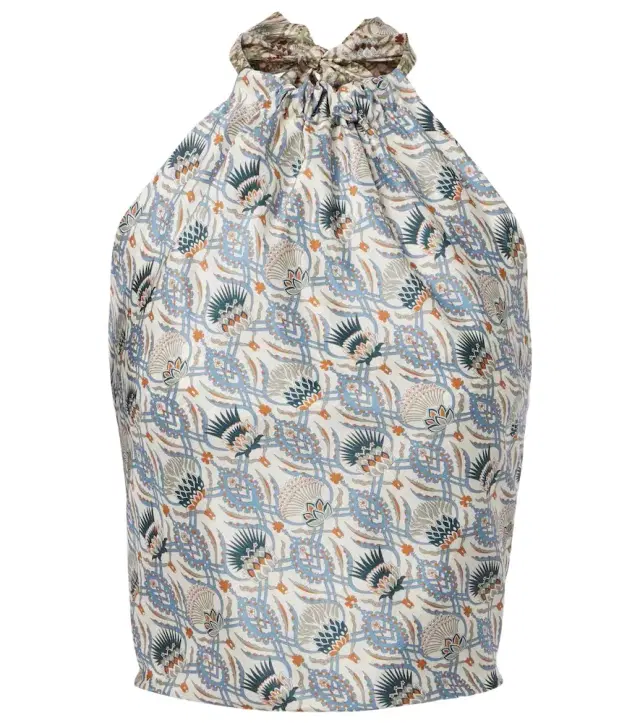 Loro Piana Annet printed halterneck silk top