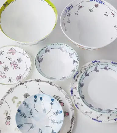 Serax Midnight Flowers Anemone Milk set of 2 starter plates by Marni | Thumbnail 2