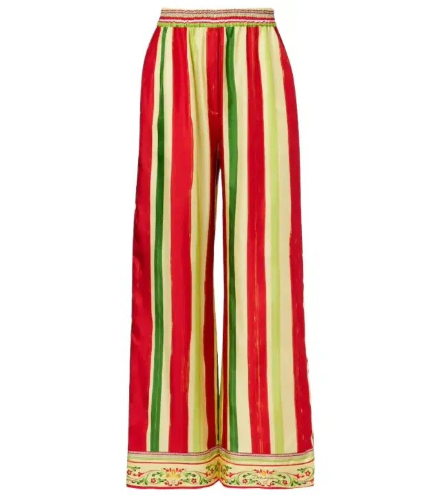 Dolce & Gabbana High-rise striped silk palazzo pants