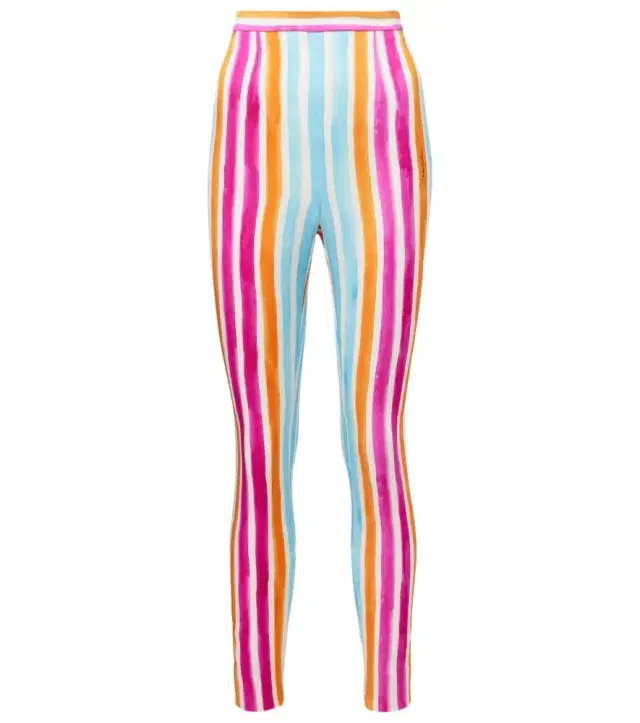 Dolce & Gabbana Striped silk-blend leggings