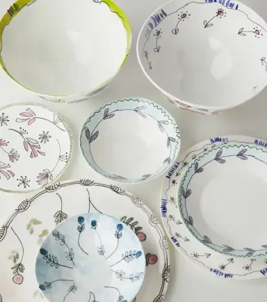 Serax Midnight Flowers Anemone Milk set of 2 dinner plates by Marni | Thumbnail 2
