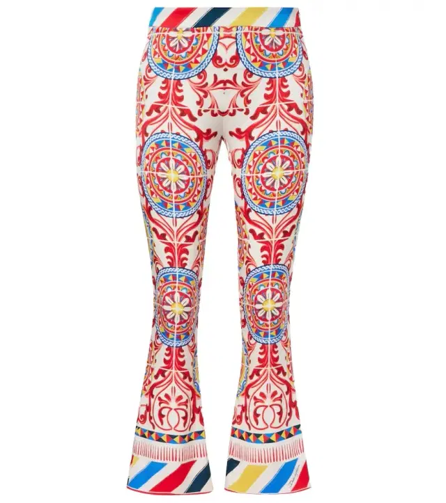Dolce & Gabbana Cropped printed silk-blend flared pants