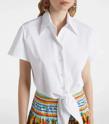 Dolce & Gabbana Cropped cotton-blend shirt | Thumbnail 4