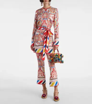 Dolce & Gabbana Belted printed silk top | Thumbnail 2 Dolce & Gabbana Belted printed silk top | Thumbnail 2