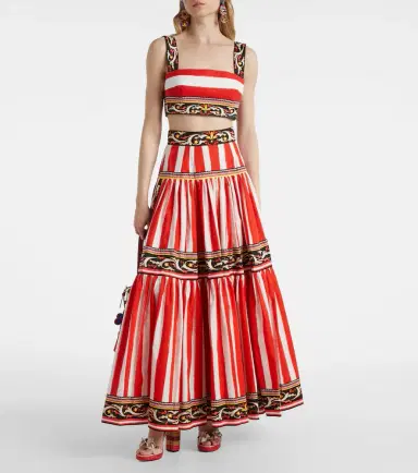 Dolce & Gabbana Taormina striped cotton maxi skirt | Thumbnail 3