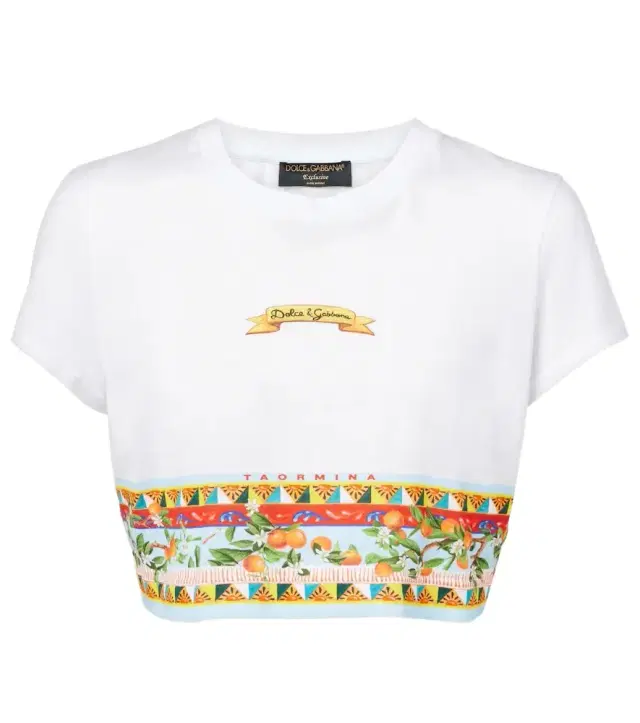 Dolce & Gabbana Cropped printed cotton T-shirt