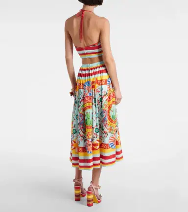 Dolce & Gabbana Pleated printed cotton midi skirt | Thumbnail 4