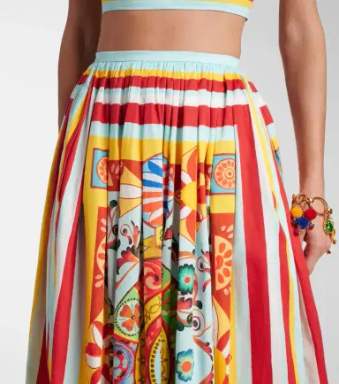 Dolce & Gabbana Pleated printed cotton midi skirt | Thumbnail 5