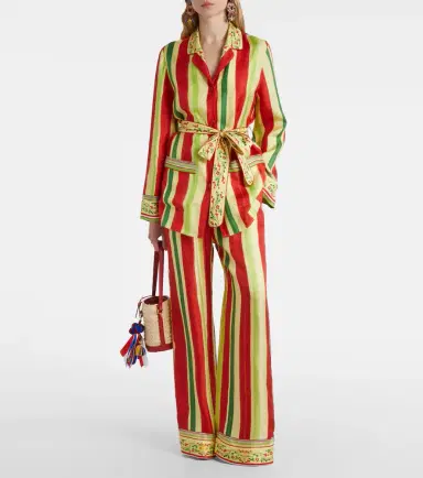 Dolce & Gabbana Belted striped silk shirt | Thumbnail 3