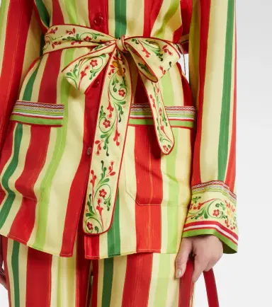 Dolce & Gabbana Belted striped silk shirt | Thumbnail 5