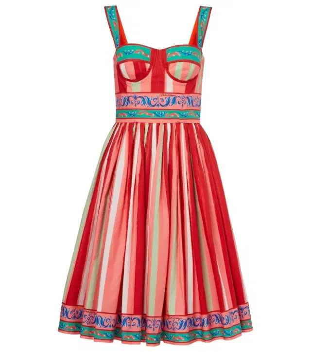 Dolce & Gabbana Taormina striped cotton bustier dress
