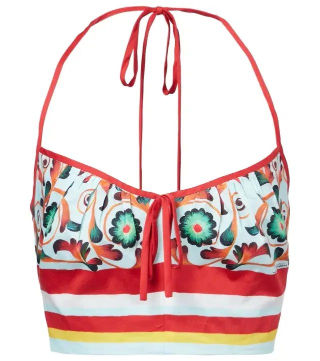 Dolce & Gabbana Printed halterneck cotton crop top