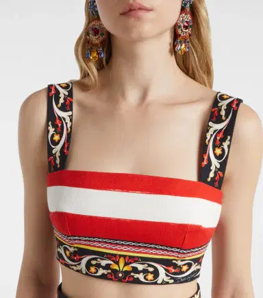 Dolce & Gabbana Striped cotton-blend bra top | Thumbnail 2