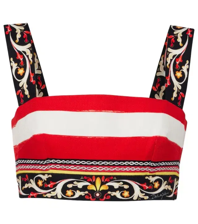 Dolce & Gabbana Striped cotton-blend bra top