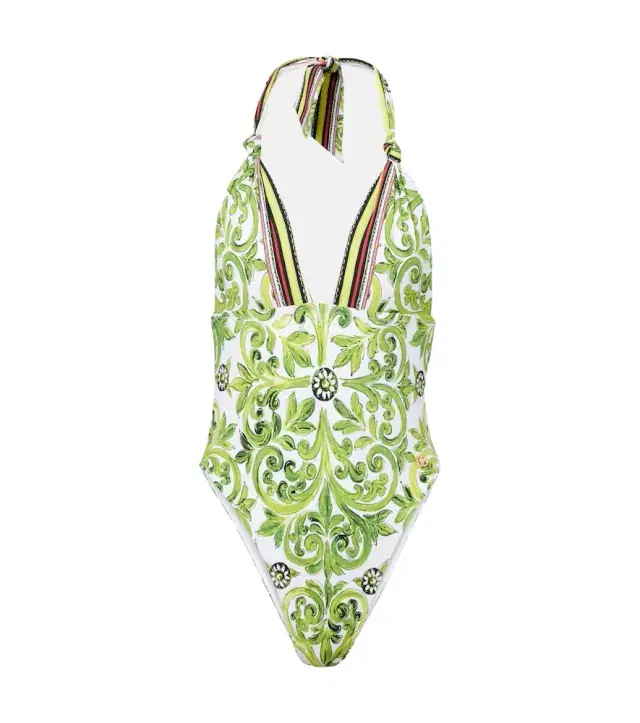 Dolce & Gabbana Printed halterneck swimsuit
