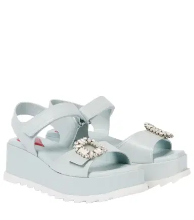 Roger Vivier Embellished leather platform sandals | Thumbnail 1