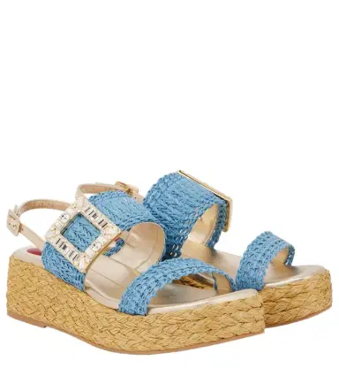 Roger Vivier Espa 60 raffia platform slingback sandals | Thumbnail 1