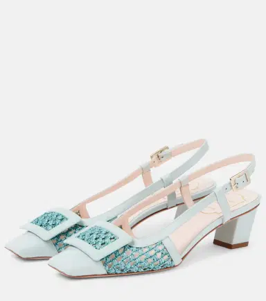 Roger Vivier Belle Vivier 45 crochet leather slingback pumps | Thumbnail 2 Roger Vivier Belle Vivier 45 crochet leather slingback pumps | Thumbnail 2