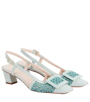 Roger Vivier Belle Vivier 45 crochet leather slingback pumps | Thumbnail 1 Roger Vivier Belle Vivier 45 crochet leather slingback pumps | Thumbnail 1