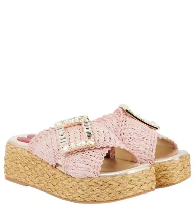 Roger Vivier Espa 60 embellished raffia espadrille sandals | Thumbnail 1 Roger Vivier Espa 60 embellished raffia espadrille sandals | Thumbnail 1