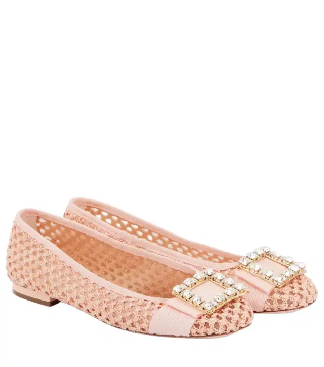 Roger Vivier Tres Vivier embellished raffia ballet flats