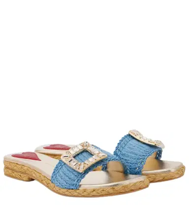 Roger Vivier Espa embellished raffia slides | Thumbnail 1
