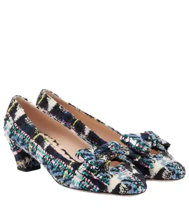 Valentino Garavani Bowow 45 bow-detail tweed pumps | Thumbnail 1