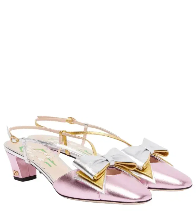 Valentino Garavani Bowow 45 metallic leather pumps