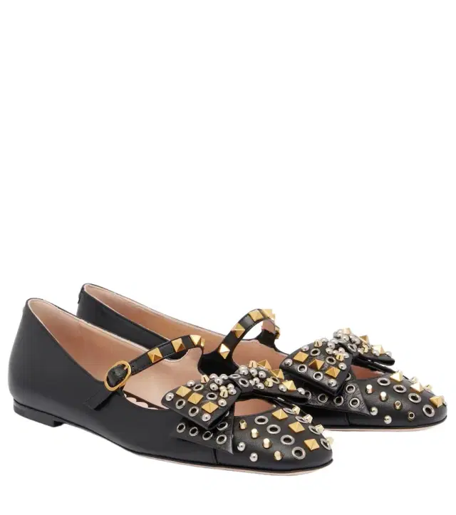 Valentino Garavani Bowow studded leather ballet flats