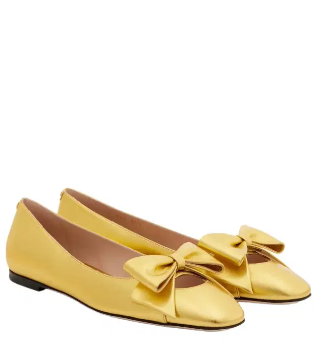 Valentino Garavani Bowow metallic leather ballet flats