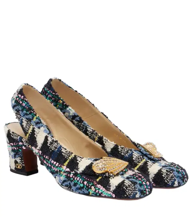 Valentino Garavani Adamantine 60 tweed slingback pumps